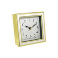 Alarm Clock, White Enamel and Gold Case